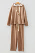 Solid Corduroy Drawstring Pullover Hoodie And High Waist Pant Set