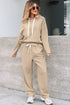 Solid Corduroy Drawstring Pullover Hoodie And High Waist Pant Set