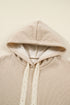 Solid Corduroy Drawstring Pullover Hoodie And High Waist Pant Set