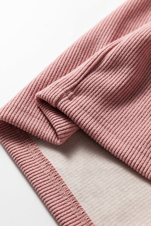 Solid Corduroy Drawstring Pullover Hoodie And High Waist Pant Set
