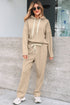 Solid Corduroy Drawstring Pullover Hoodie And High Waist Pant Set