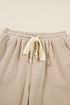 Solid Corduroy Drawstring Pullover Hoodie And High Waist Pant Set