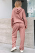 Solid Corduroy Drawstring Pullover Hoodie And High Waist Pant Set