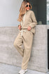 Solid Corduroy Drawstring Pullover Hoodie And High Waist Pant Set