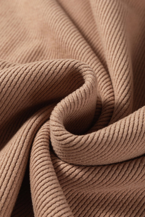 Solid Corduroy Drawstring Pullover Hoodie And High Waist Pant Set