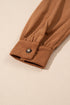 Solid Corduroy Flap Pocket Button Up Round Hem Jacket