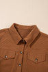 Solid Corduroy Flap Pocket Button Up Round Hem Jacket