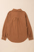 Solid Corduroy Flap Pocket Button Up Round Hem Jacket