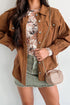 Solid Corduroy Flap Pocket Button Up Round Hem Jacket