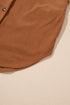 Solid Corduroy Flap Pocket Button Up Round Hem Jacket