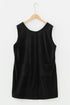 Solid Corduroy Patch Pocket Sleeveless Plus Size Mini Dress