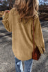 Solid Corduroy Patched Pocket Button Up Casual Jacket