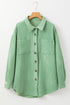 Solid Corduroy Patched Pocket Button Up Casual Jacket