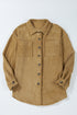 Solid Corduroy Patched Pocket Button Up Casual Jacket