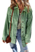 Solid Corduroy Patched Pocket Button Up Casual Jacket