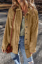 Solid Corduroy Patched Pocket Button Up Casual Jacket