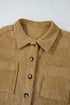 Solid Corduroy Patched Pocket Button Up Casual Jacket