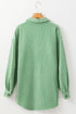 Solid Corduroy Patched Pocket Button Up Casual Jacket