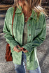 Solid Corduroy Patched Pocket Button Up Casual Jacket