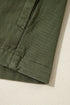 Solid Cotton Snap Button Zipper Fitted Waist Collared Jacket