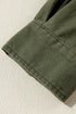 Solid Cotton Snap Button Zipper Fitted Waist Collared Jacket