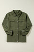 Solid Cotton Snap Button Zipper Fitted Waist Collared Jacket