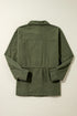 Solid Cotton Snap Button Zipper Fitted Waist Collared Jacket