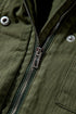 Solid Cotton Snap Button Zipper Fitted Waist Collared Jacket