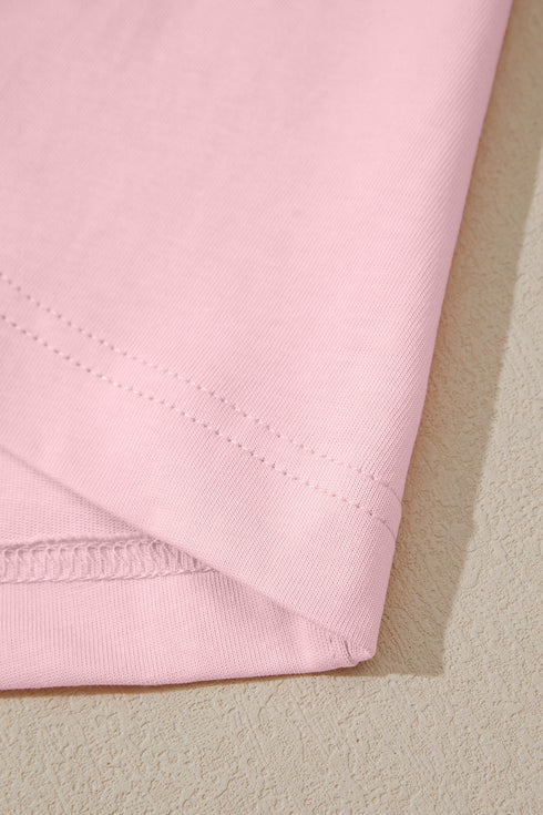 Solid Stitched Detail Loose Tank Top Short Set