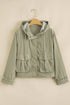 Solid Cropped Hooded Zipped Pocket Utility Jacket