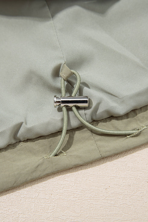 Solid Cropped Hooded Zipped Pocket Utility Jacket