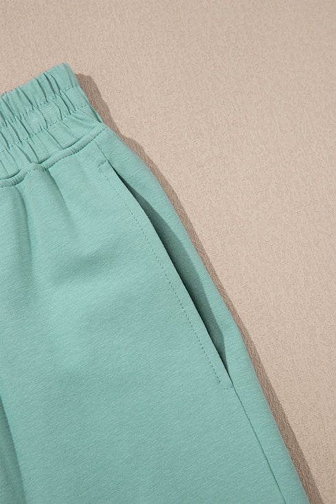 Solid Cropped Tank And Wide Leg Active Pant Set