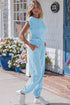 Solid Cropped Tank And Wide Leg Active Pant Set