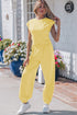 Solid Cropped Tank And Wide Leg Active Pant Set