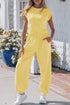 Solid Cropped Tank And Wide Leg Active Pant Set