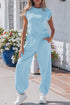 Solid Cropped Tank And Wide Leg Active Pant Set