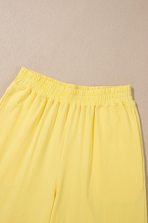 Solid Cropped Tank And Wide Leg Active Pant Set