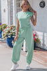 Solid Cropped Tank And Wide Leg Active Pant Set
