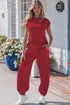 Solid Cropped Tank And Wide Leg Active Pant Set