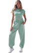 Solid Cropped Tank And Wide Leg Active Pant Set