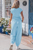 Solid Cropped Tank And Wide Leg Active Pant Set