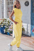 Solid Cropped Tank And Wide Leg Active Pant Set