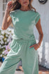 Solid Cropped Tank And Wide Leg Active Pant Set