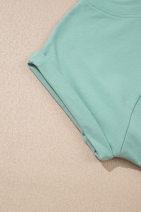 Solid Cropped Tank And Wide Leg Active Pant Set