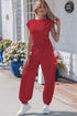Solid Cropped Tank And Wide Leg Active Pant Set