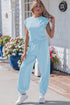 Solid Cropped Tank And Wide Leg Active Pant Set
