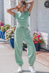 Solid Cropped Tank And Wide Leg Active Pant Set