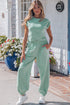 Solid Cropped Tank And Wide Leg Active Pant Set