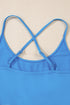Solid Crossed Spaghetti Strap Drawstring Sporty Romper