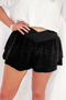 Solid Crossed Waist Tiered Flowy Casual Shorts